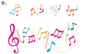 رسم يوضح الأشكال الموسيقية ومنفردة وعلى المدرج الموسيقي